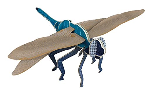 Build Your Own Beautiful Dragonfly - Pull Tab Flapping Wing Action - 15 Piece Kit - Fun Toy Gift for Kids, Girls & Boys & Families Age 8+ - Eco Friendly Cardboard Slot Together Kit
