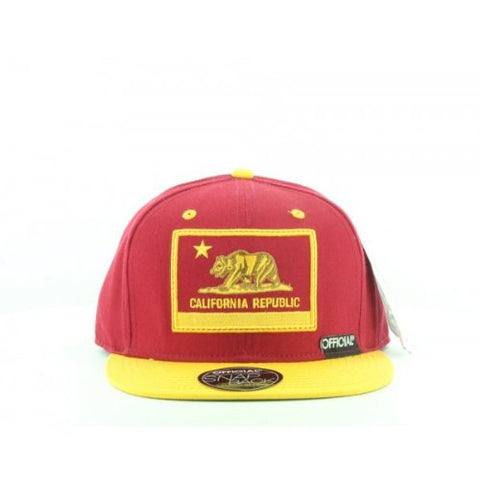 Official Red And Yellow California Republic Cali Usc Snapback