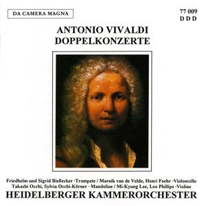 "CD cover with portrait of Antonio Vivaldi and text on a white background."