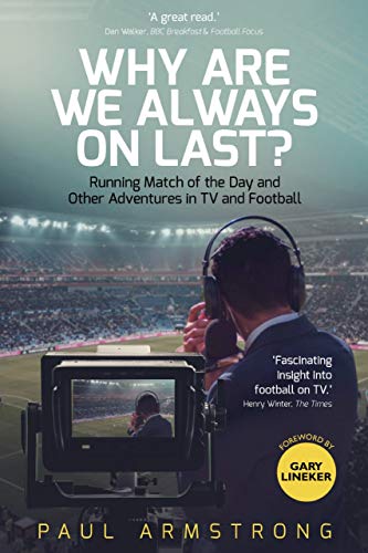 Book cover of "Why Are We Always On Last?" featuring a man wearing headphones.