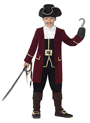 Smiffys Deluxe Pirate Captain Costume, Black, Jacket, Mock Waistcoat, Trousers, Neck Scarf & Hat, Large