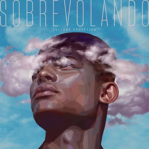 "Album cover art featuring a man's head surrounded by clouds against a blue sky."