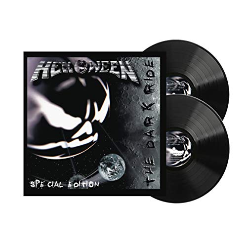 Helloween's "The Dark Ride" album cover: silver text on a black space scene.