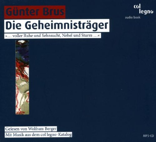 "Blue CD cover with abstract art and German text, featuring 'Günter Brus' and 'col legno'."