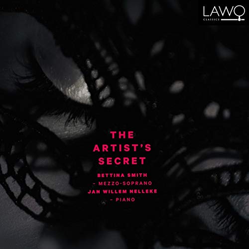 "Bettina Smith's 'The Artist's Secret' CD cover with dark, abstract background and pink text."