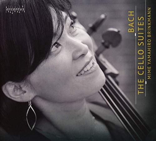 Black and white image of a woman holding a cello, with yellow text on the right.