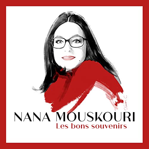 The alt text for the image is: "Album cover with sketch of woman wearing glasses and red scarf."