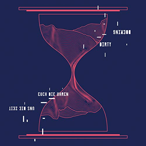 "Album cover with hourglass and text on dark blue background."