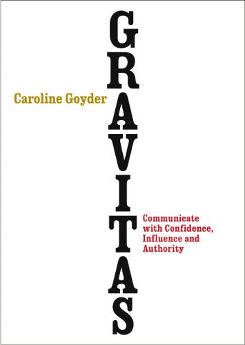"Book cover with 'Gravitas' in large black text, author's name in yellow, and subtitle in red."