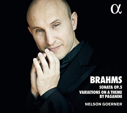Brahms CD cover featuring a man in black against a black background.