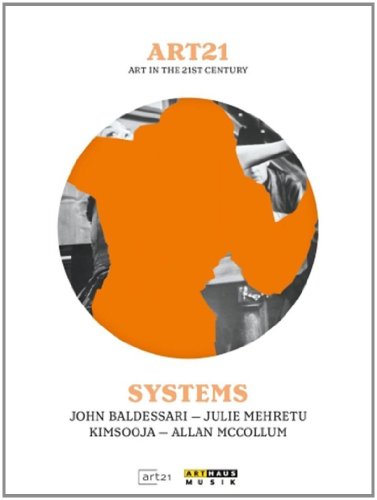 "White DVD cover with orange silhouette and black-and-white images, titled 'ART21 Systems'."