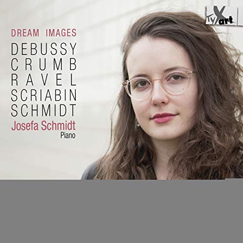 CD cover featuring a woman with long brown hair and glasses, text listing composers.