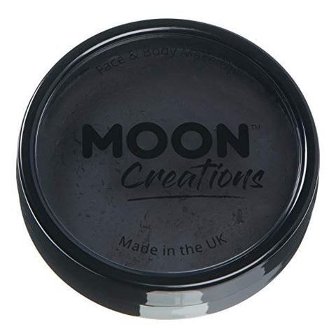 Pro Face & Body Paint Cake Pots by Moon Creations - Black - Professional Water Based Face Paint Makeup for Adults, Kids - 36g