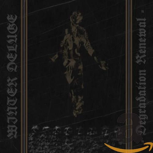 Dark album cover with a figure and skulls, surrounded by ornate text.