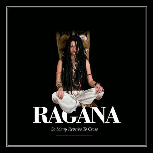 "Album cover with a person meditating, surrounded by text and logos on a black background."