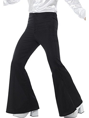 Smiffys Mens Flared Trousers, Black, XL - Size 46"-48"