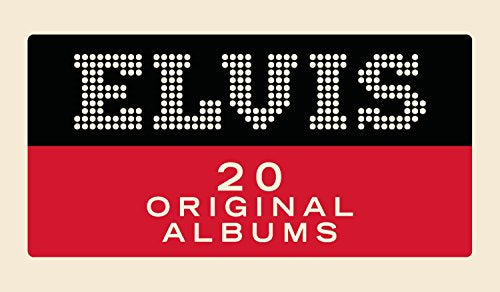 "Black and red box set cover with 'ELVIS' in white dots and '20 ORIGINAL ALBUMS' text."