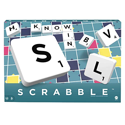 Mattel Games Scrabble, Original Classic Crossword Board Game, 2-4 Players, Includes Playing Board, 4 Racks, 100 Letter Tiles, a Tile Bag, and Rules, 10Y+, Y9592