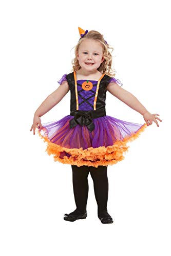 Smiffys 50795T1 Toddler Pumpkin Witch Costume, Girls, Orange, Age 1-2 Years