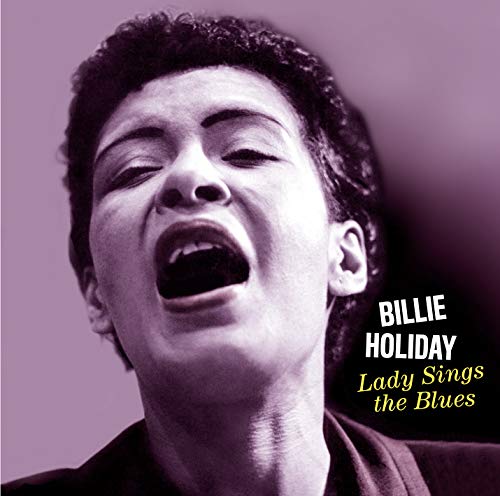 Billie Holiday album cover with a close-up of her singing with eyes closed.