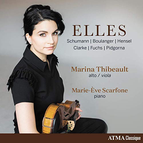 CD cover featuring a woman holding a viola, with text listing composers and performers.