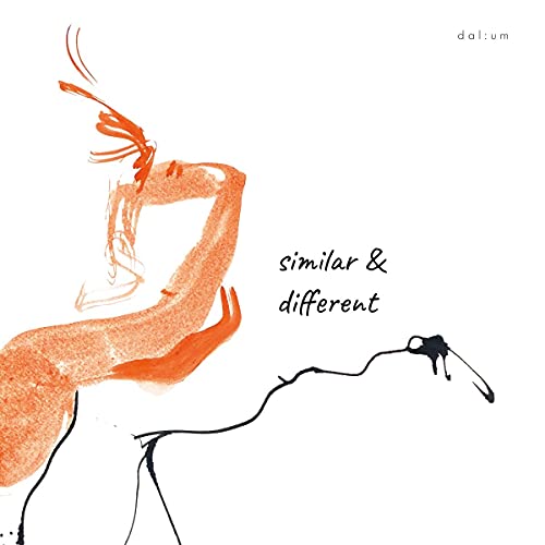 Album cover with abstract orange and black figures on a white background.
