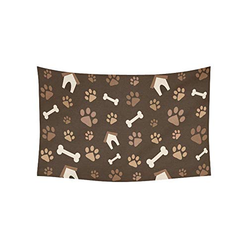 The High Note Mento Collection - Daawqee Tapestry Brown Pattern Footprints Bones Tapestries Wall Hanging Flower Psychedelic Tapestry Wall Hanging Indian Dorm Decor Living Room Bedroom 60 X 80 inch [CD]