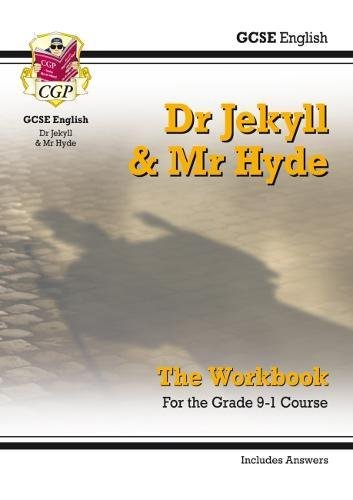 "Book cover with shadowy figure and text 'Dr Jekyll & Mr Hyde The Workbook'."