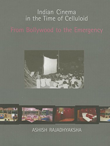"Book cover with title, author, and images related to Indian cinema history."