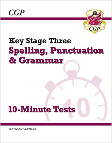 KS3 English workbook cover with a clock and text: "10-Minute Tests".
