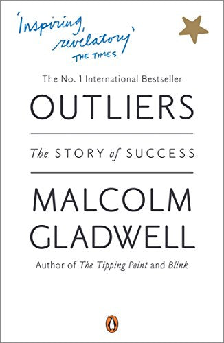 "Book cover of 'Outliers: The Story of Success' by Malcolm Gladwell, beige background, black text."