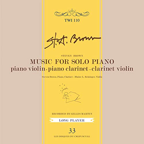 "Yellow and beige CD cover with 'Music for Solo Piano' title and artist signature."