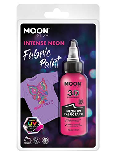 Smiffys Moon Glow - Neon UV Intense Fabric Paint, Pink