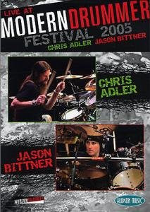 DVD cover featuring two drummers, Chris Adler and Jason Bittner, in performance.