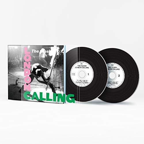 The Clash album cover with "London Calling" in pink and green letters.
