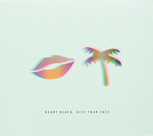 A pastel green album cover with lips and a palm tree illustration.