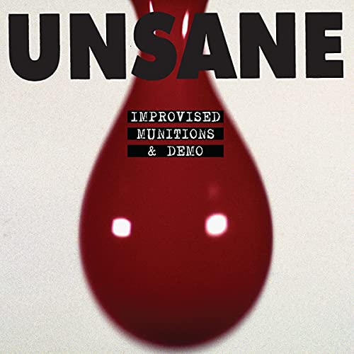 "Album cover featuring a red Molotov cocktail with glowing eyes on a beige background."