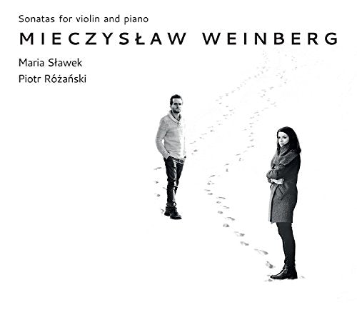 CD cover featuring a man and woman standing apart, with footprints between them, on white background.