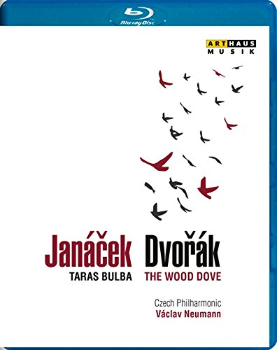 "Blu-ray disc cover with white background, red and black doves, and text."