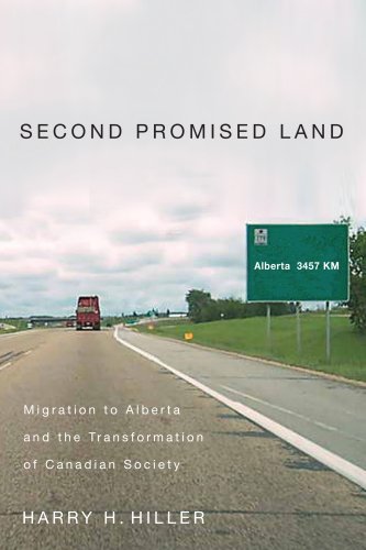"Book cover with a highway sign pointing to Alberta, with a truck driving away."