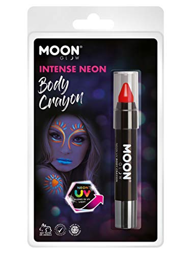Smiffys Moon Glow Intense Neon UV Body Crayons, Red