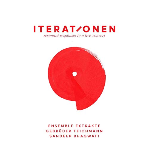"Album cover with red vinyl record graphic and red text on white background."