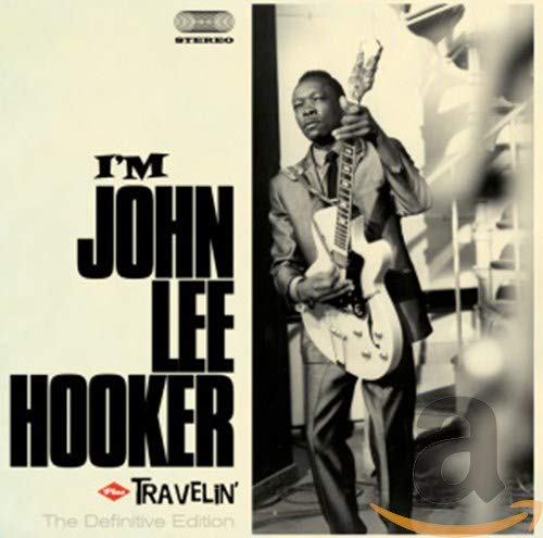 CD cover with black and white photo of John Lee Hooker holding a guitar.