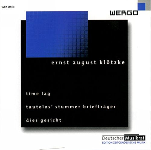 "CD cover with black and blue geometric design and white text on a white background."