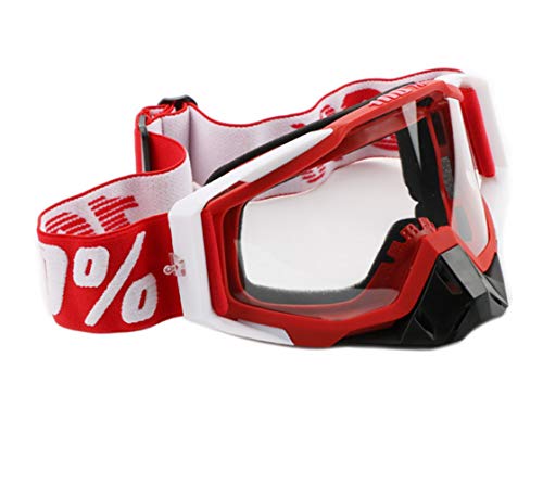 Motorjesus - Army Fan Outdoor Sports Goggles War Game Military Kit Polarized Sunglasses Men's Tactical Eyeshield Wind-Shield Protective Airsoft Ski Bike (red-Clear) [VINYL]