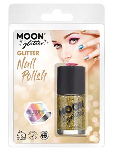 Smiffys Moon Glitter Holographic Nail Polish, Gold