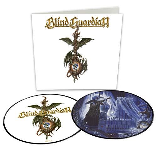 "Vinyl record and gatefold sleeve with dragon artwork and 'Blind Guardian' text."