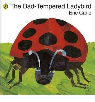 The image depicts a children's book cover featuring a large, red ladybird.