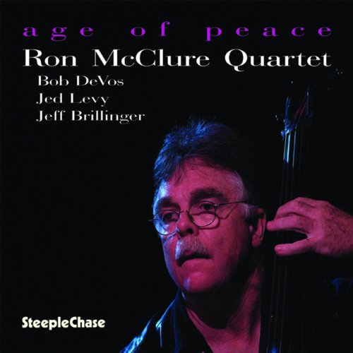 "Album cover featuring a man holding a double bass, with text and logo."
