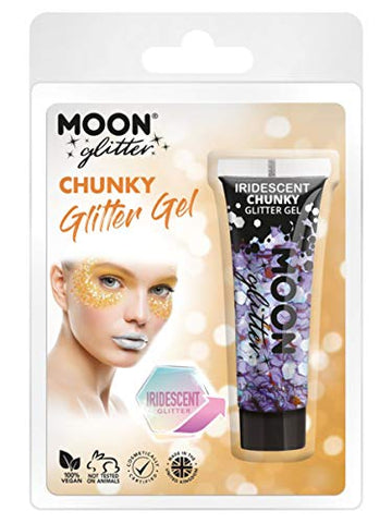 Smiffys Moon Glitter Iridescent Chunky Glitter Gel, Purp